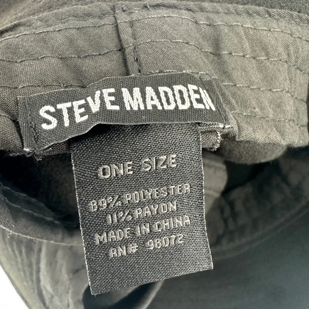 Steve Madden Black Bucket Hat Gold Logo SMA-1288 One Size‎ New With Tags